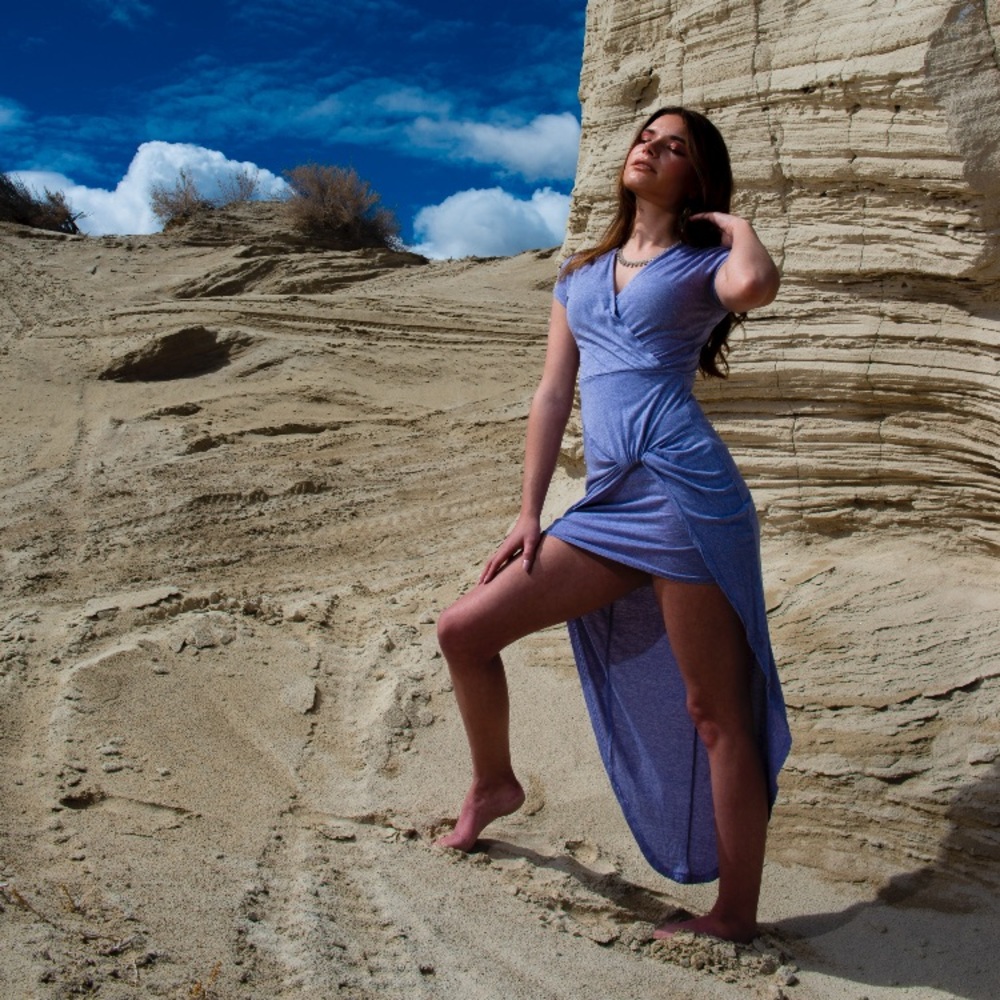 🔴 Light purple hi-low dress